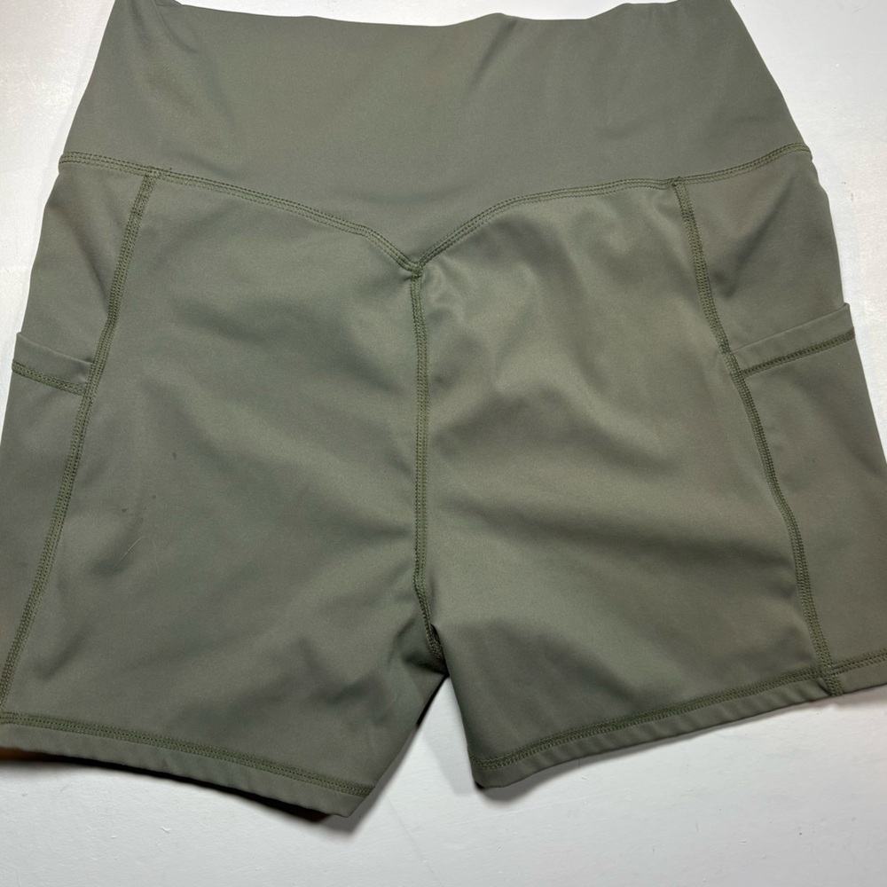 aerie High-Rise Bike Shorts in Olive